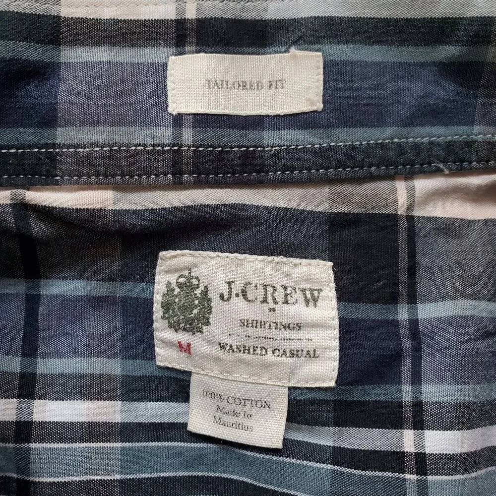J. Crew Tailored Fit Plaid Button Down Collared Shirt sz Med